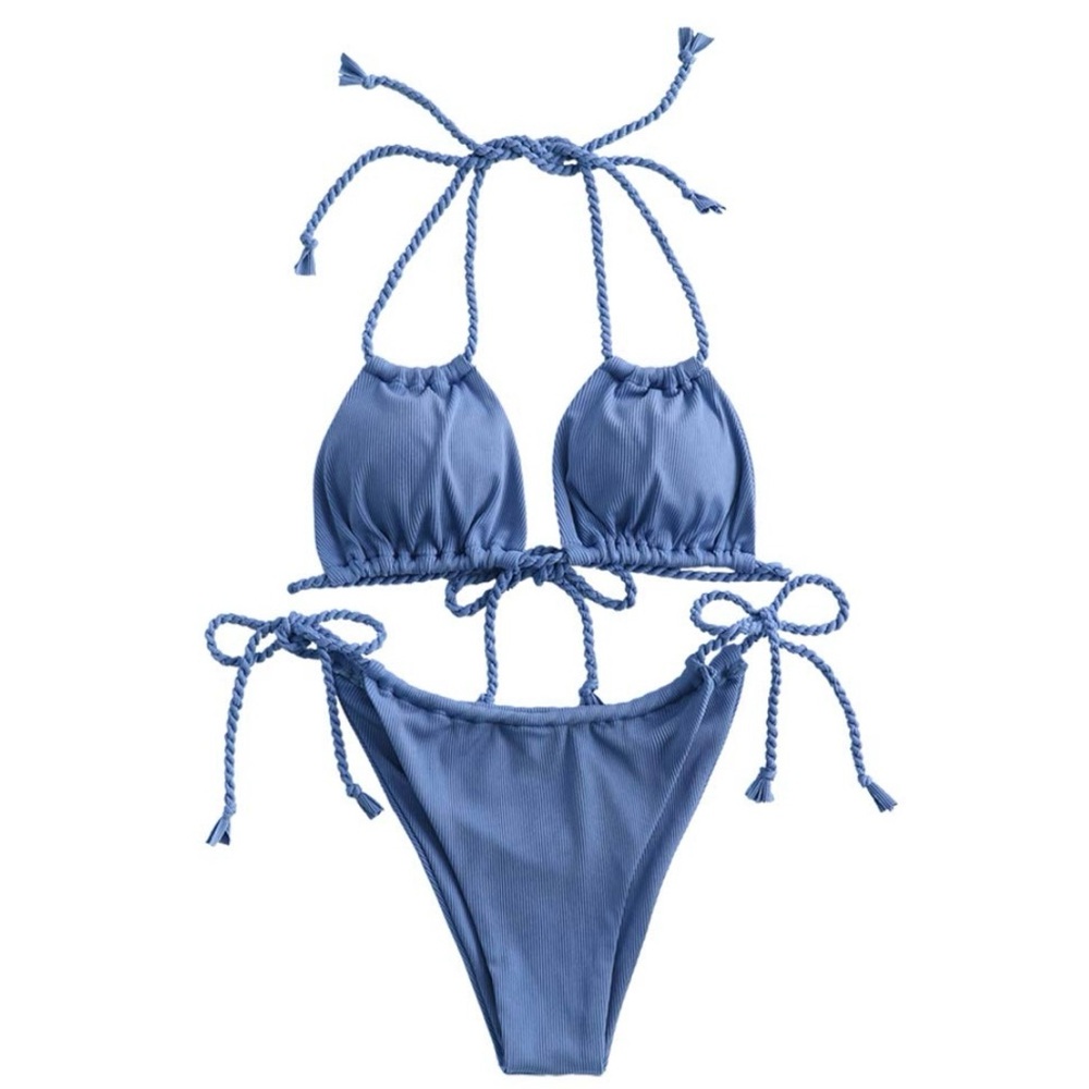 Zaful Multi-Tie Blue Bikini Set